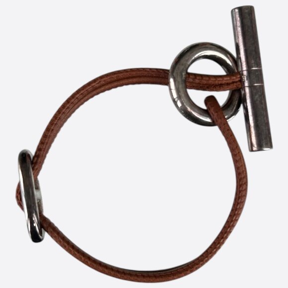 Hermes Brown Swift & Palladium Hardware Skipper Bracelet